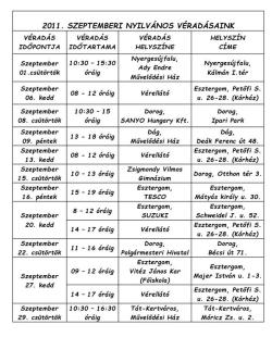 2011. szeptember havi véradások