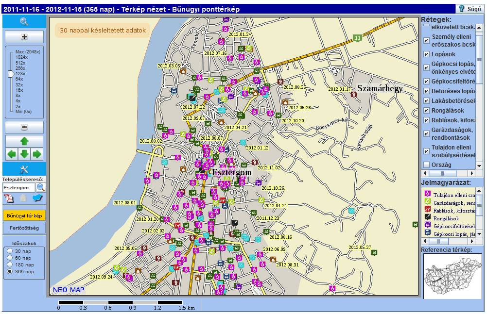 térkép esztergom Esztergom bűnügyi térképe: Szentgyörgymező a béke szigete térkép esztergom