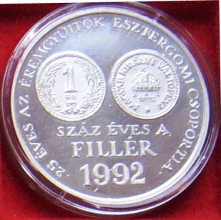 25 ÉVES AZ ÉREMGYŰJTŐK ESZTERGOMI CSOPORTJA  1992 Ag  hátlap